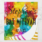 Étiquette Pour Bouteilles De Vin Baguette de Bat mitzvah BM en couleur (Étiquettes simples)