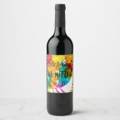 Étiquette Pour Bouteilles De Vin Baguette de Bat mitzvah BM en couleur (Devant)