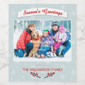 Étiquette Pour Bouteilles De Vin Baies d'hiver et flocons de neige cool (Étiquettes simples)