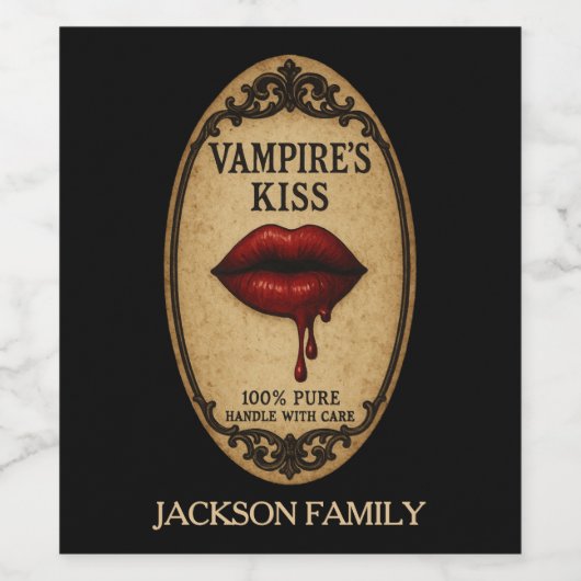 Étiquette Pour Bouteilles De Vin Baiser de Vampire 100% pur (Étiquettes simples)