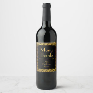Étiquette Pour Bouteilles De Vin Balances de sirène Art Déco - Noir & Or Merci beau