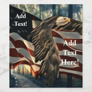 Étiquette Pour Bouteilles De Vin Bald Eagle American Flag Country Road Vin Étiquett