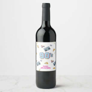 Étiquette Pour Bouteilles De Vin Balise cadeau d'anniversaire à thème des années 90