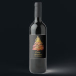 Étiquette Pour Bouteilles De Vin Balise cadeau Gold Christmas Tree Name<br><div class="desc">Préparez-vous pour la saison des fêtes avec ce joli étiquette de vin de Noël en or avec le nom. Facile à modifier le texte. Design élégant et festif avec arrière - plan noir.</div>