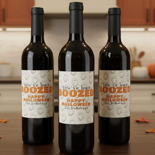 Étiquette Pour Bouteilles De Vin Balise cadeau Halloween Boo