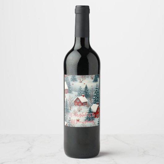 Étiquette Pour Bouteilles De Vin Balise cadeau ( Winter Wonderland ) (Devant)