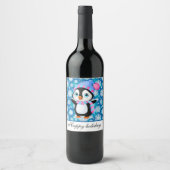 Étiquette Pour Bouteilles De Vin Balises cadeaux Snowy Penquin (Devant)