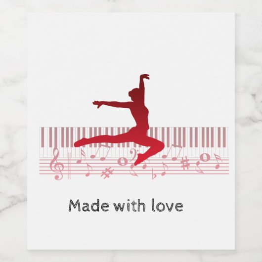 Étiquette Pour Bouteilles De Vin Ballet dancer sur clavier (Étiquettes simples)