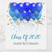Étiquette Pour Bouteilles De Vin Ballons bleu néon (Étiquettes simples)