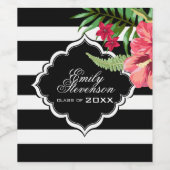 Étiquette Pour Bouteilles De Vin Bandes Et Fleurs Noires - Graduations (Étiquettes simples)