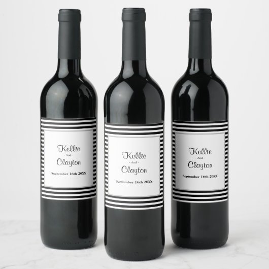 Étiquette Pour Bouteilles De Vin Bandes noires/blanches (Bouteilles)
