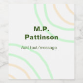 Étiquette Pour Bouteilles De Vin Bandes orange vertes ajouter le nom message texte (Étiquettes simples)