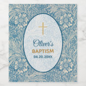 Étiquette Pour Bouteilles De Vin Baptême Bleu Floral Marigold William Morris (Étiquettes simples)