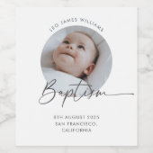 Étiquette Pour Bouteilles De Vin Baptism Photo Thank You (Étiquettes simples)