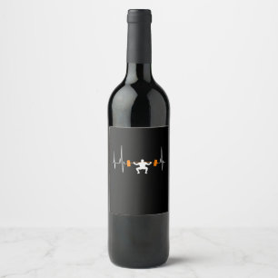 Étiquette Pour Bouteilles De Vin Barbell Weightlifting Heartbeat
