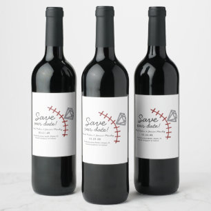 Étiquette Pour Bouteilles De Vin Baseball Homerun Diamant Gem Sauvegarder La Date