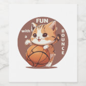 Étiquette Pour Bouteilles De Vin basket-ball chat (Étiquettes simples)
