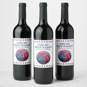Étiquette Pour Bouteilles De Vin Basket-ball pour fête du 4 juillet