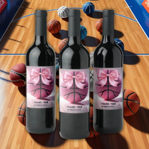 Étiquette Pour Bouteilles De Vin Basket-ball rose Baby shower de la balle de la bou