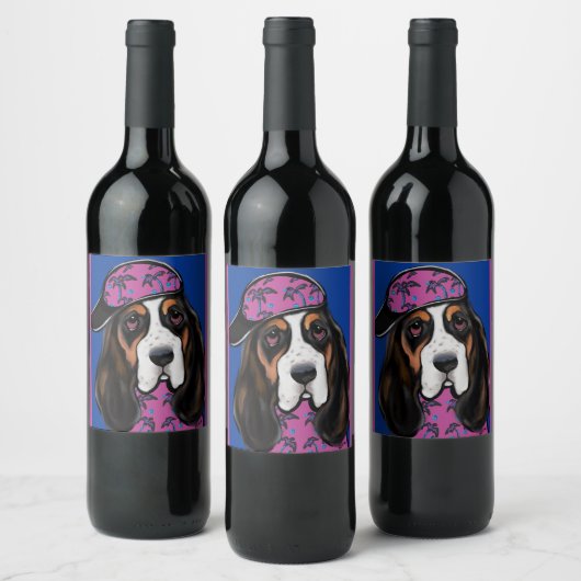 Étiquette Pour Bouteilles De Vin Basset Hound (Bouteilles)