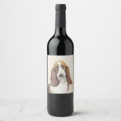 Étiquette Pour Bouteilles De Vin Basset Hound Peinture - Cute Original Chien Art (Devant)