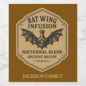 Étiquette Pour Bouteilles De Vin Bat Wing Infusion Nocturne Mélange Tonique (Étiquettes simples)