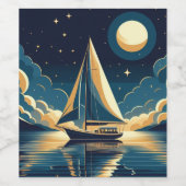 Étiquette Pour Bouteilles De Vin Bateau à voile la nuit (Étiquettes simples)