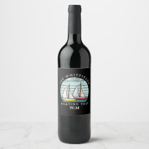 Étiquette Pour Bouteilles De Vin Bateau Voile Personnalisé Famille Vacances d'été