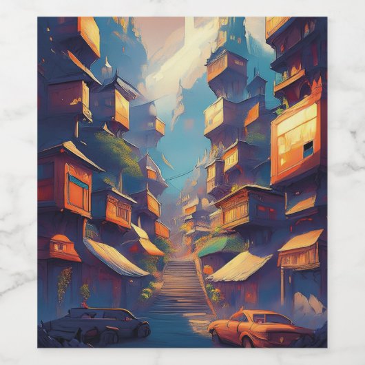 Étiquette Pour Bouteilles De Vin Bâtiments (Étiquettes simples)