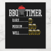 Étiquette Pour Bouteilles De Vin BBQ | BBQ Timer Funny Bière Steak Grill (Étiquettes simples)