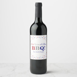 Étiquette Pour Bouteilles De Vin BBQ de vin rouge et de Brew