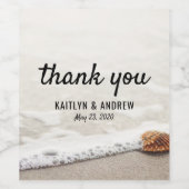 Étiquette Pour Bouteilles De Vin Beach Waves Merci Mariage (Étiquettes simples)