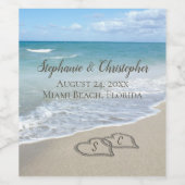 Étiquette Pour Bouteilles De Vin Beach Wedding Hearts (Étiquettes simples)