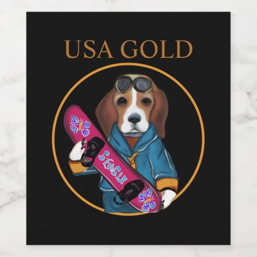 ÉTIQUETTE POUR BOUTEILLES DE VIN  BEAGLE (Étiquettes simples)