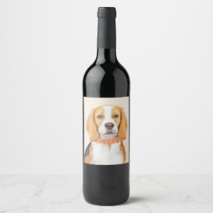 Étiquette Pour Bouteilles De Vin Beagle Hound Dog Peinture Animal Art original