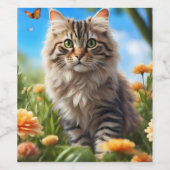 Étiquette Pour Bouteilles De Vin Beau chats beau jardin (Étiquettes simples)