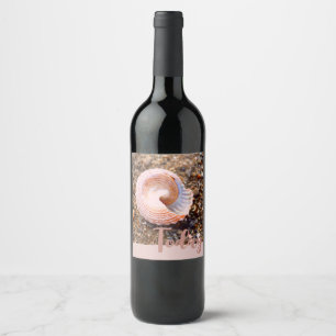 Étiquette Pour Bouteilles De Vin Beau Coquillage en rose pâle Aujourd'hui Celebrato