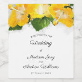 Étiquette Pour Bouteilles De Vin Beau Hibiscus Jaune Mariage d'art (Étiquettes simples)