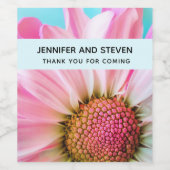 Étiquette Pour Bouteilles De Vin Beau Mariage photo Pink Flower Up (Étiquettes simples)