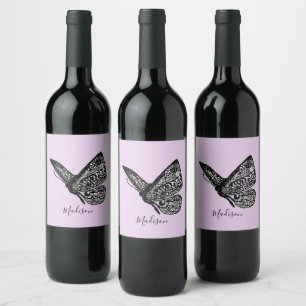 Étiquette Pour Bouteilles De Vin Beau papillon embelli
