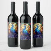 Étiquette Pour Bouteilles De Vin Beau Peacock Vitrail Art de la faune (Bouteilles)