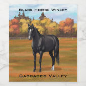 Étiquette Pour Bouteilles De Vin Beau Stallion Cheval du Quartier Noir (Étiquettes simples)