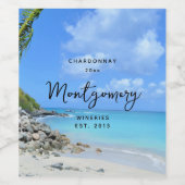Étiquette Pour Bouteilles De Vin Beautiful Turquoise Tropical Beach Wine Making (Étiquettes simples)