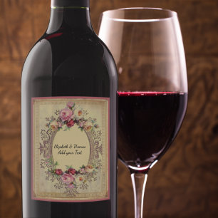 Étiquette Pour Bouteilles De Vin Beautiful Vintage Victorian Frame Pink Roses Wine