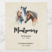Étiquette Pour Bouteilles De Vin Beaux Chevaux Style Boho Occidental (Étiquettes simples)