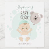 Étiquette Pour Bouteilles De Vin Bébé doux et ballon d'ours (Étiquettes simples)