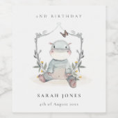 Étiquette Pour Bouteilles De Vin Bébé jaune mignon Hippo Foliage N'importe quel âge (Étiquettes simples)