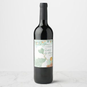 Étiquette Pour Bouteilles De Vin Bébé mignon éléphant à thème Baby shower Merci