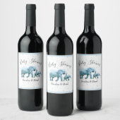 Étiquette Pour Bouteilles De Vin Bébé mignon garçon bleu Eléphants Baby shower (Bouteilles)