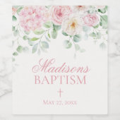 Étiquette Pour Bouteilles De Vin Bébé rose floral en fleurs Baby shower Hydrangea (Étiquettes simples)